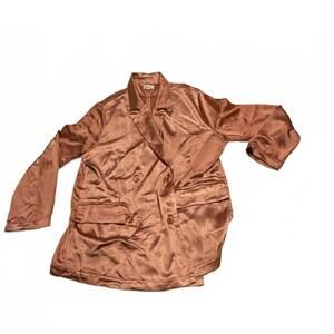 Lena Women's Satin Blazer Jacket Medium Copper